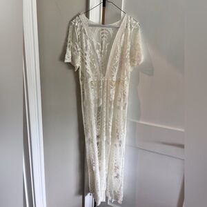 White Lace sheet maxi coverup